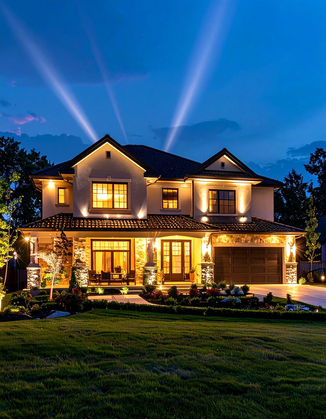 Spotlights for house facade - 30 outdoor lighting ideas