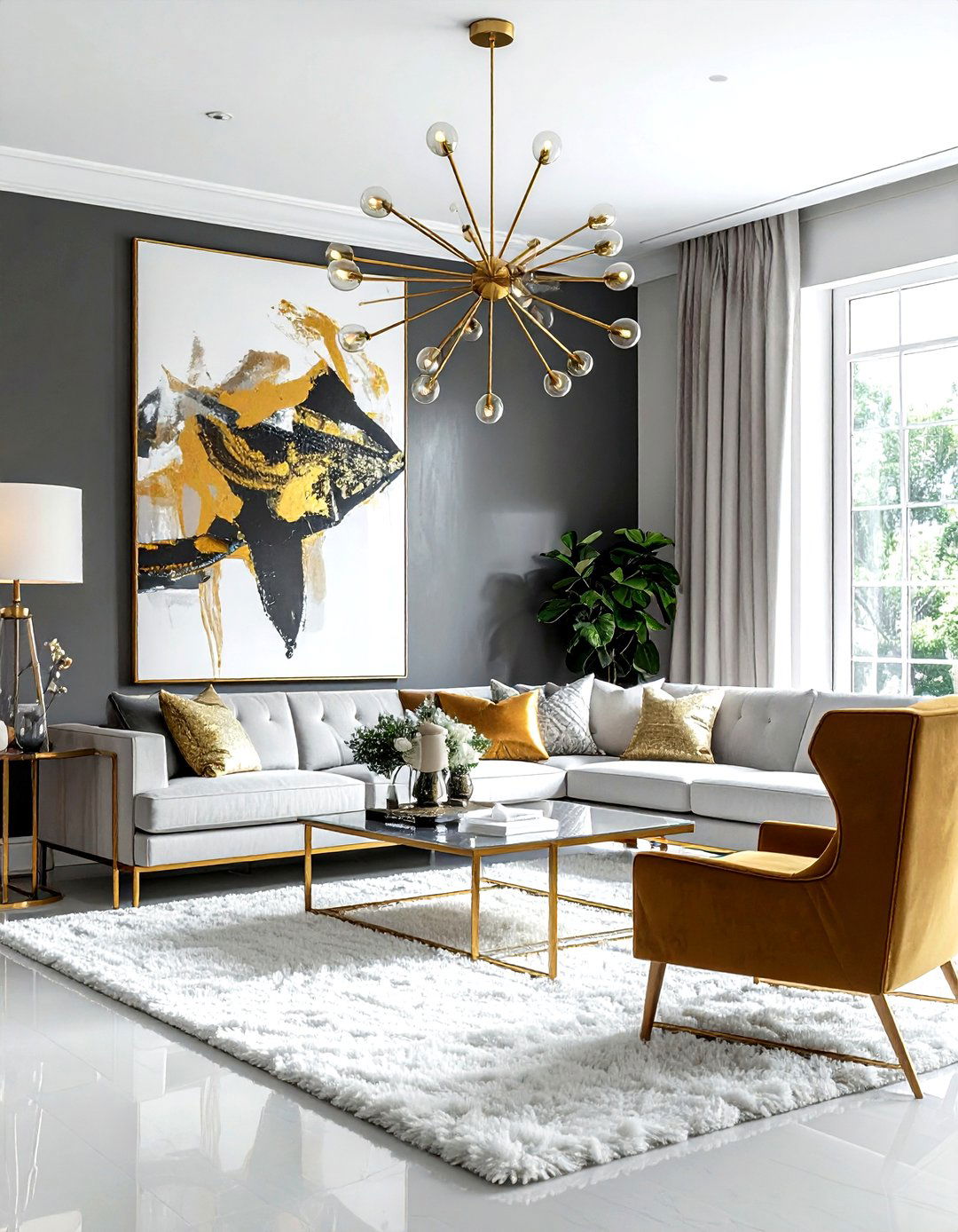Sputnik Brass Chandelier - 30 living room chandeliers