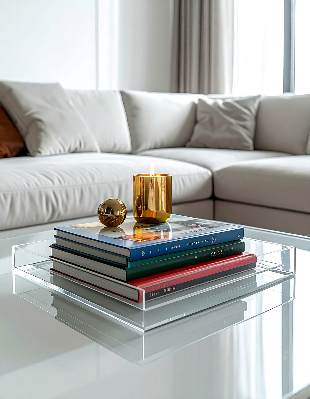 Square Acrylic Tray - 30 coffee table tray styling ideas