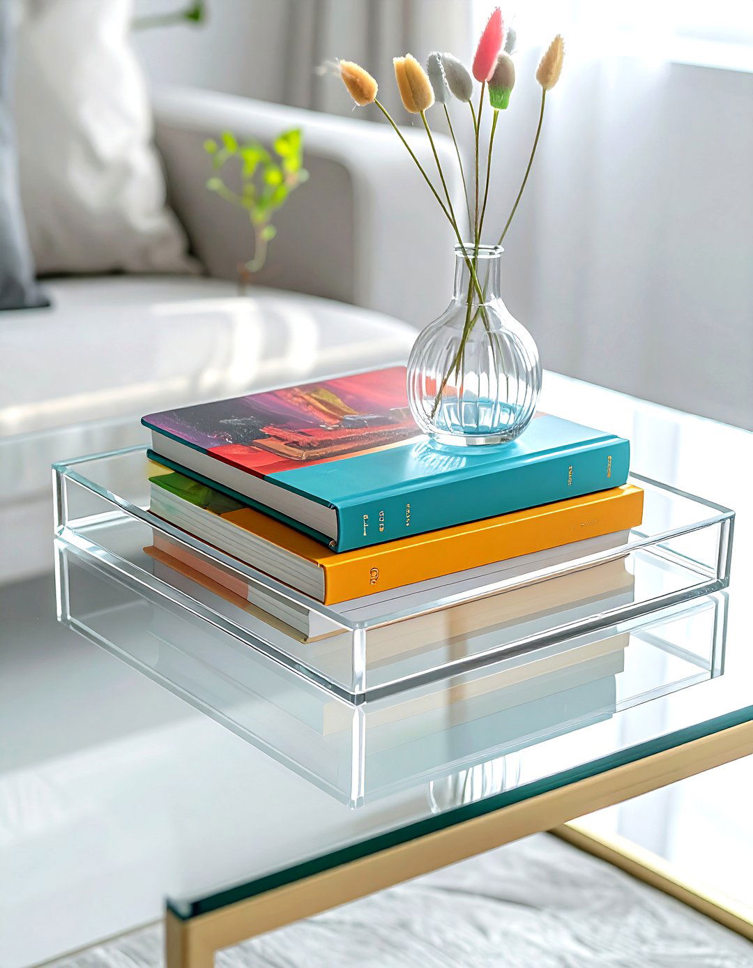 Square Acrylic Tray - 30 coffee table tray ideas