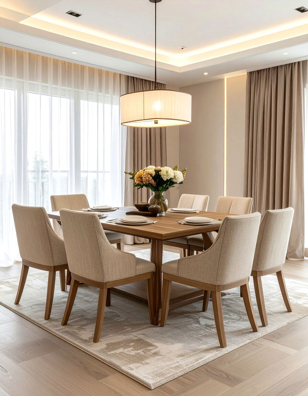 Square Beige Dining Set - 30 beige dining room furniture ideas