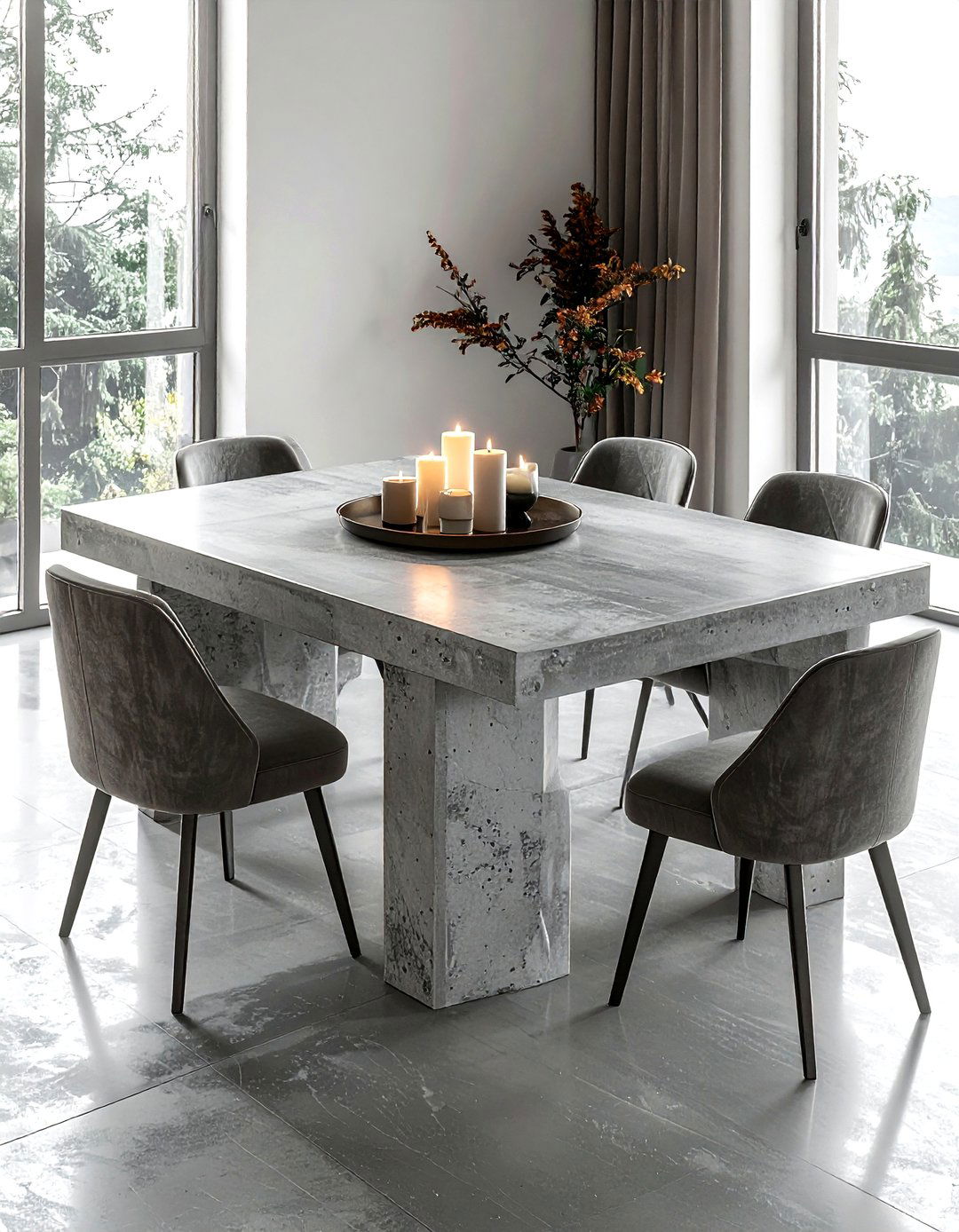 Square Concrete Dining Table - 30 concrete dining table ideas