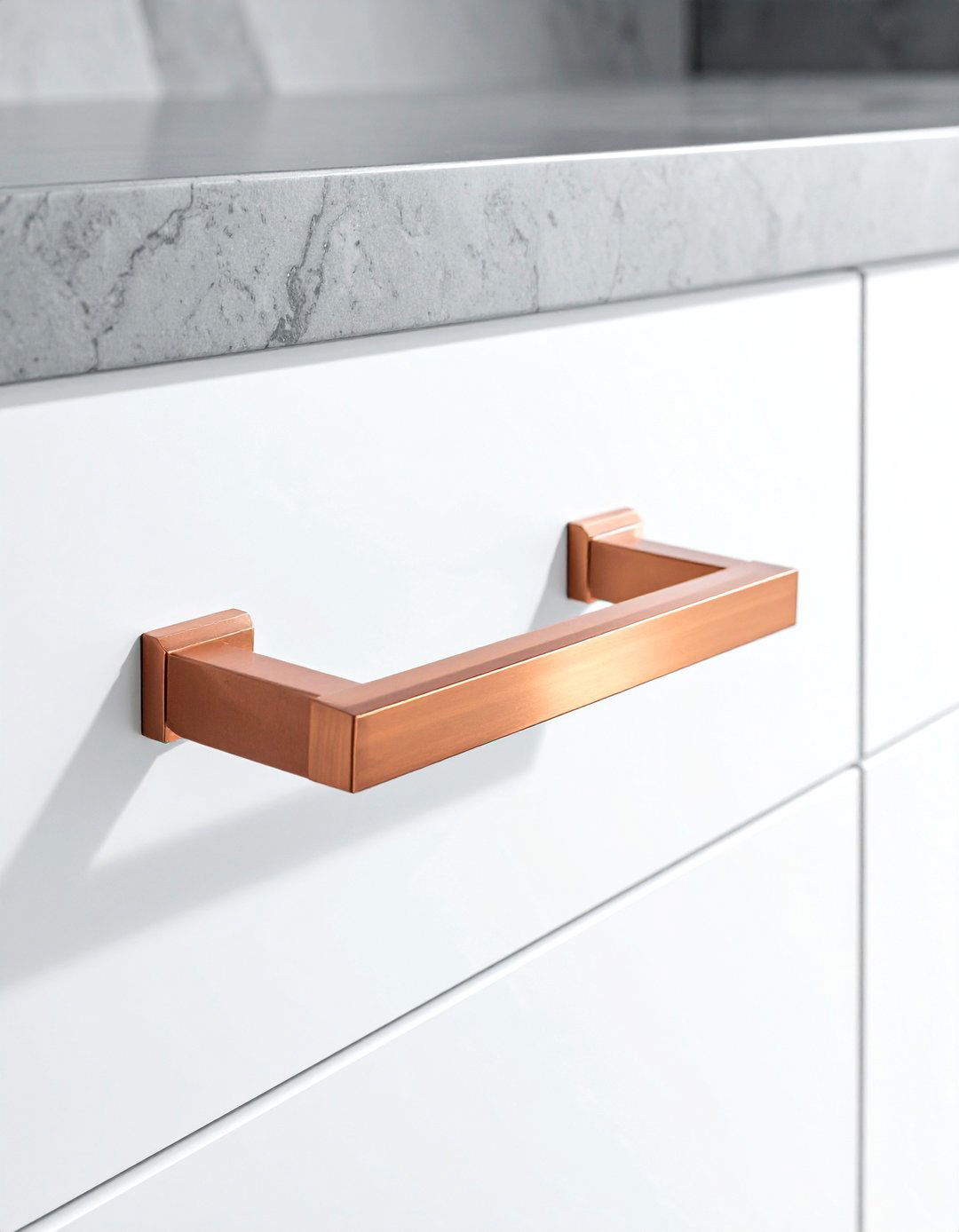 Square Copper Drawer Pulls - 30 copper kitchen hardware ideas