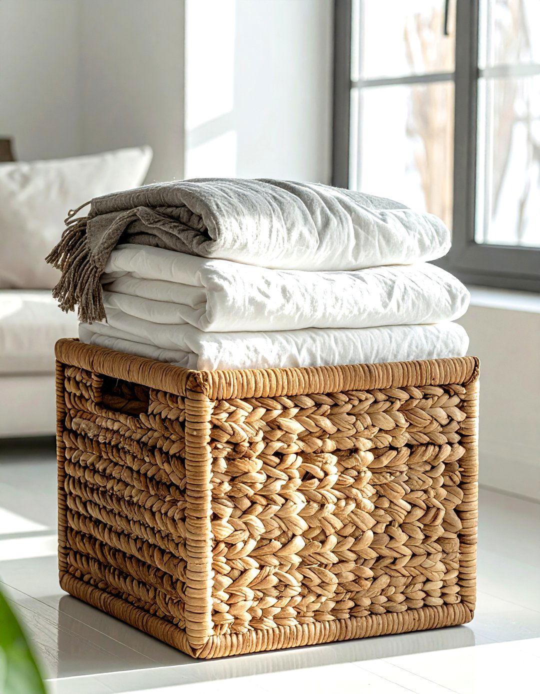 Square Hyacinth Basket - 30 blanket basket ideas