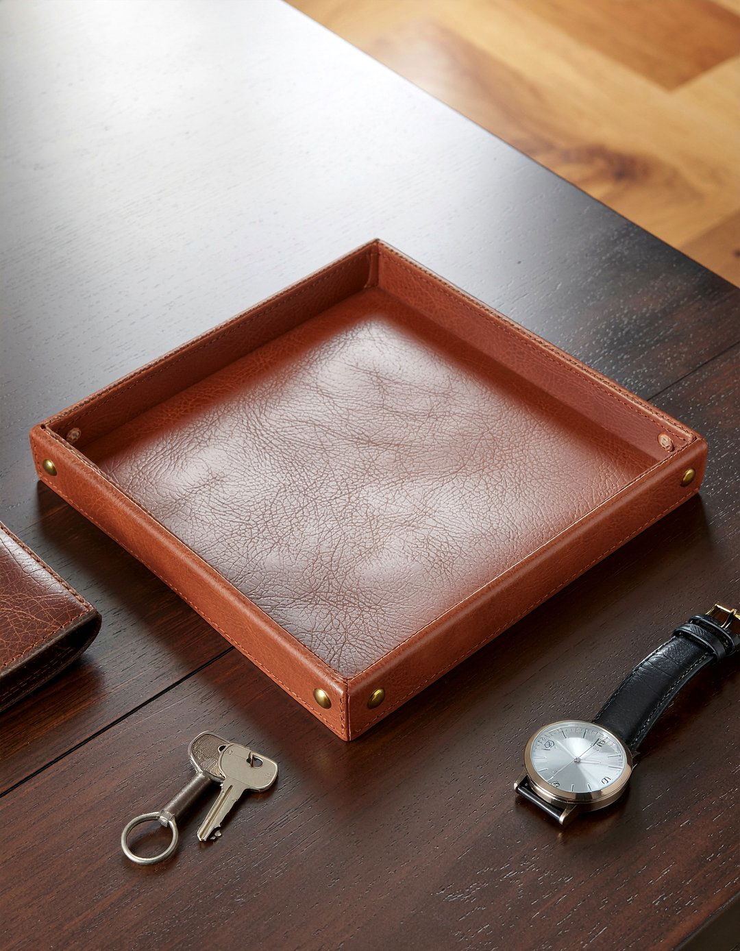 Square Leather Valet Tray - 30 living room trinket dishes
