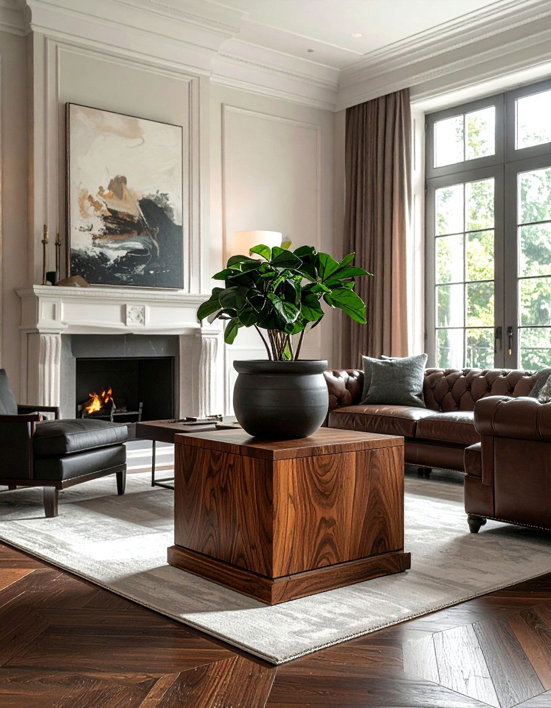 Square Wood Pedestal Stand - 30 living room plant stands