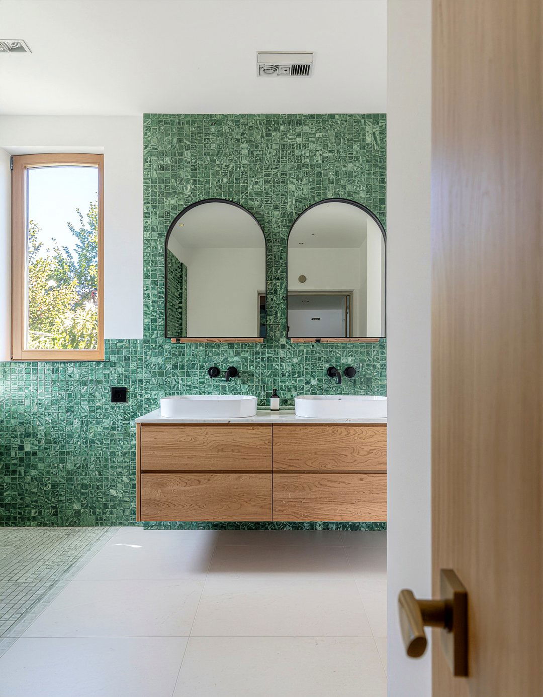 Square Zellige Vanity Wall - 30 Moroccan tile bathroom ideas