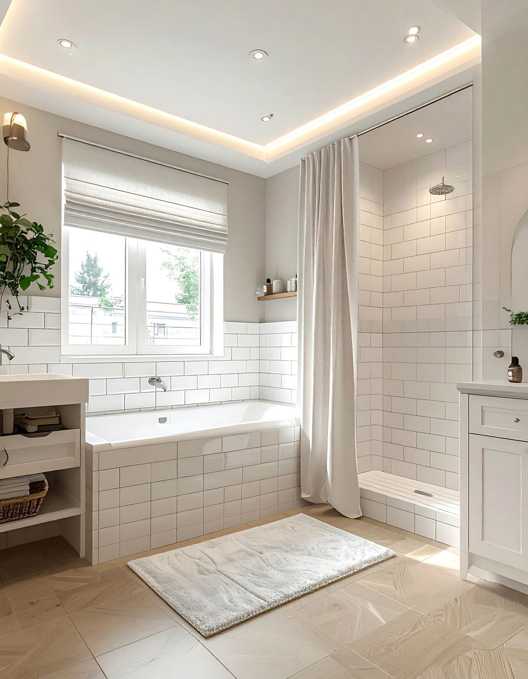 Square bathroom with alcove tub - 30 square bathroom layout ideas