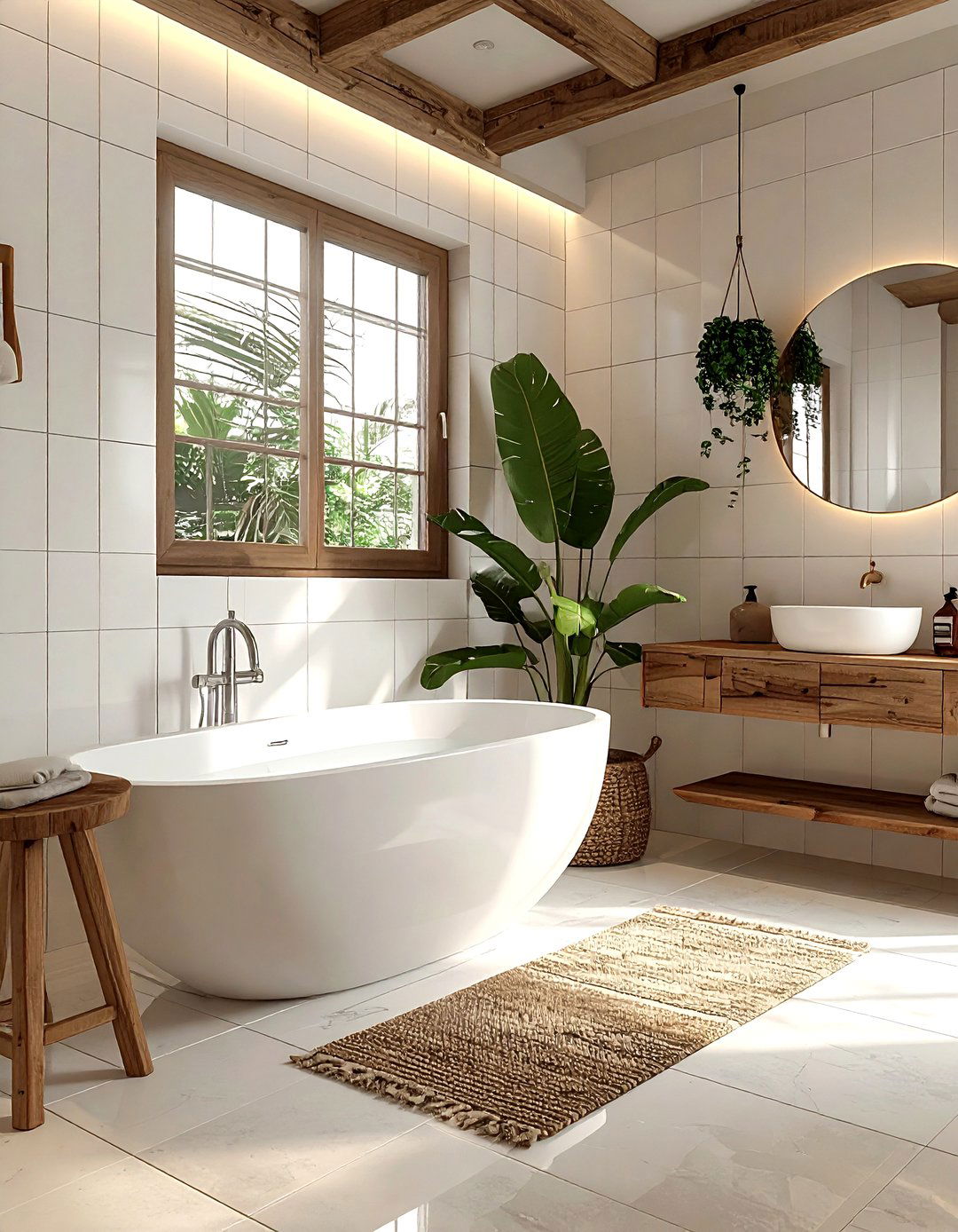 Square bathroom with freestanding tub - 30 square bathroom layout ideas