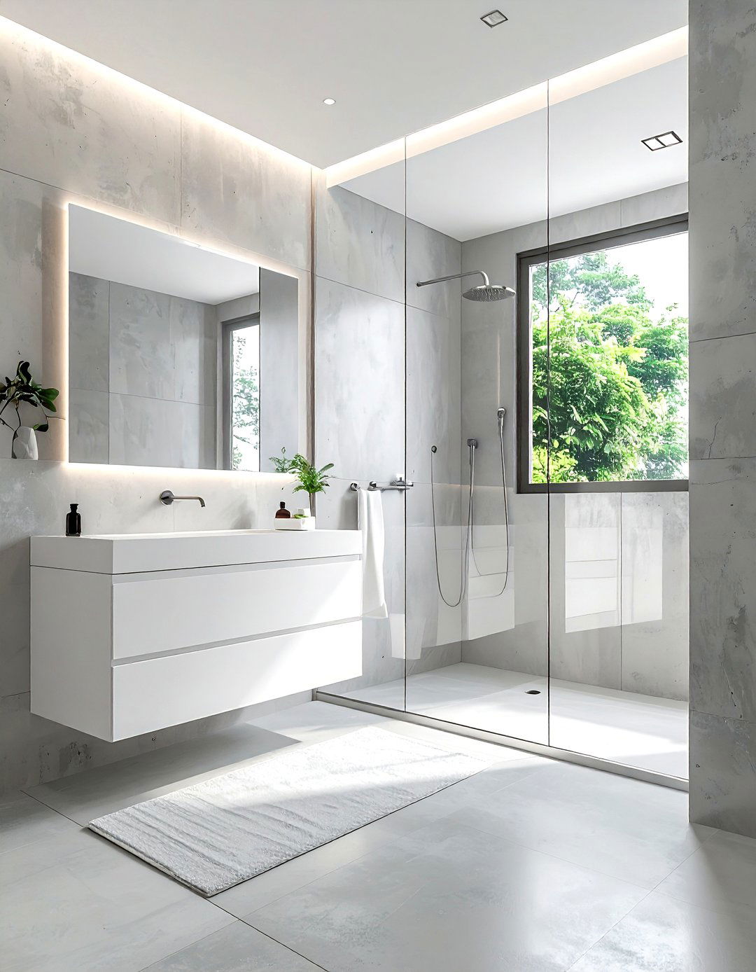 Square bathroom with minimalist layout - 30 square bathroom layout ideas