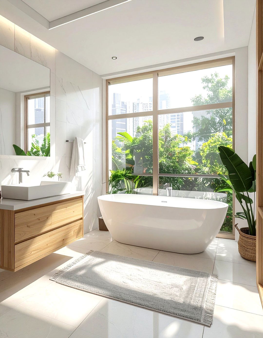 Square bathroom with window placement - 30 square bathroom layout ideas