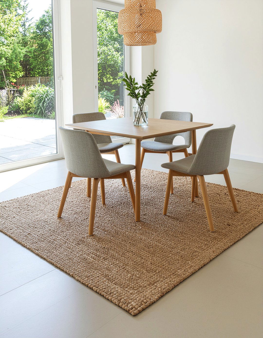Square jute rug for square dining table - 30 jute rug dining room ideas