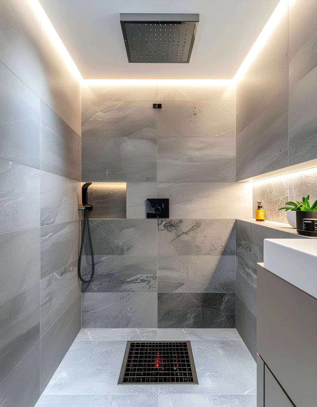 Square rain shower head - 30 bathroom fixture accent ideas