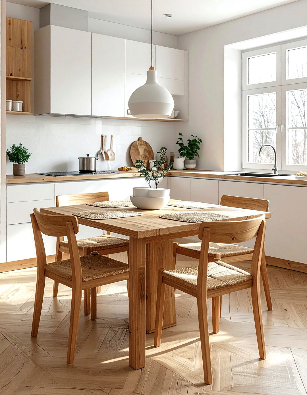 Square wooden table - 30 kitchen dining table ideas