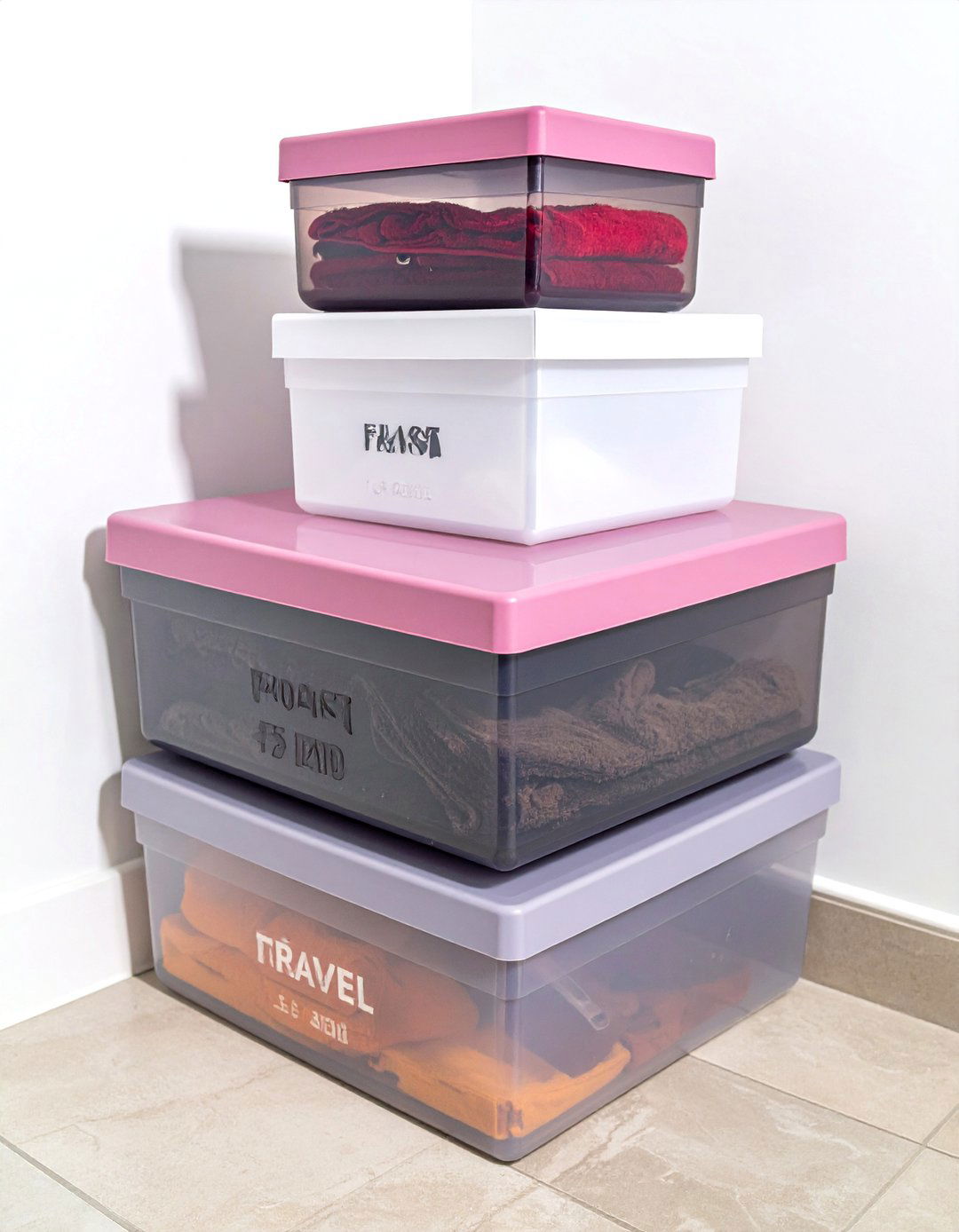 Stackable Plastic Shoe Boxes - 30 under sink bathroom storage ideas