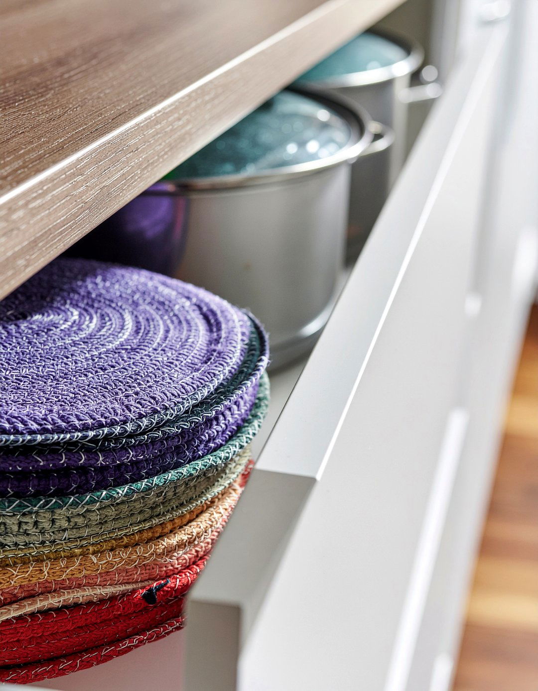 Stackable cookware protectors - 30 pot and pan storage kitchen ideas