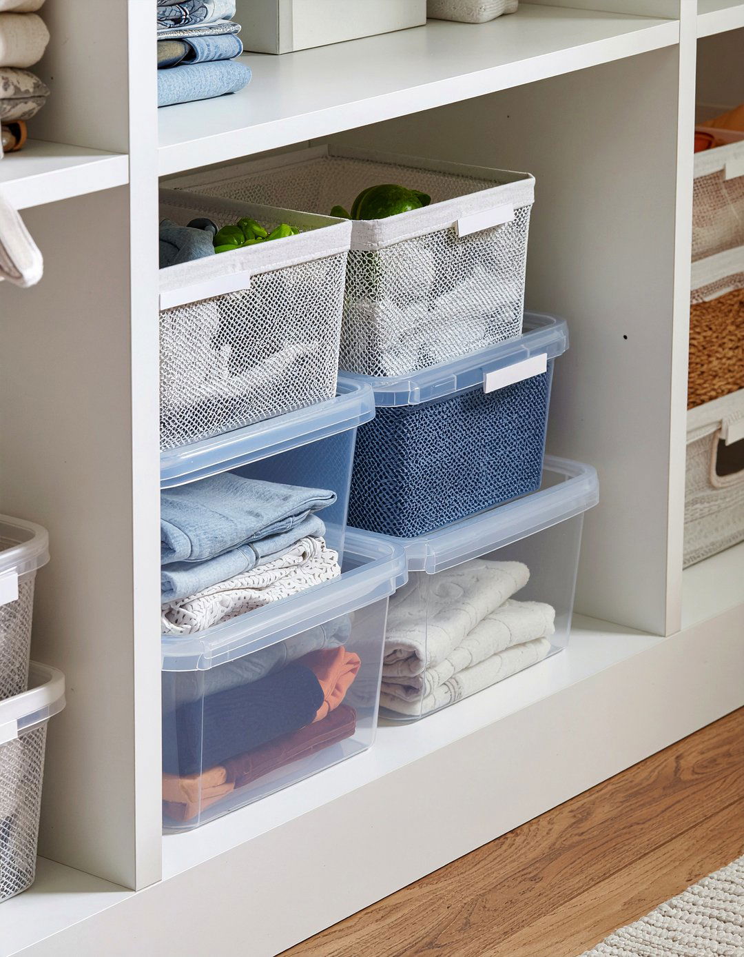 Stackable storage bins - 30 bedroom storage ideas