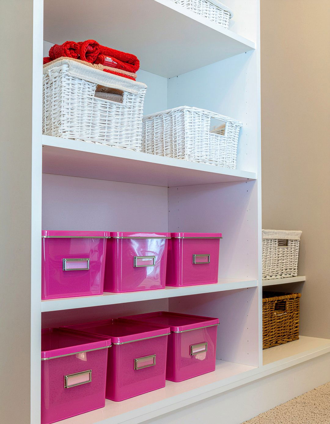 Stackable storage bins - 30 bathroom creative storage ideas