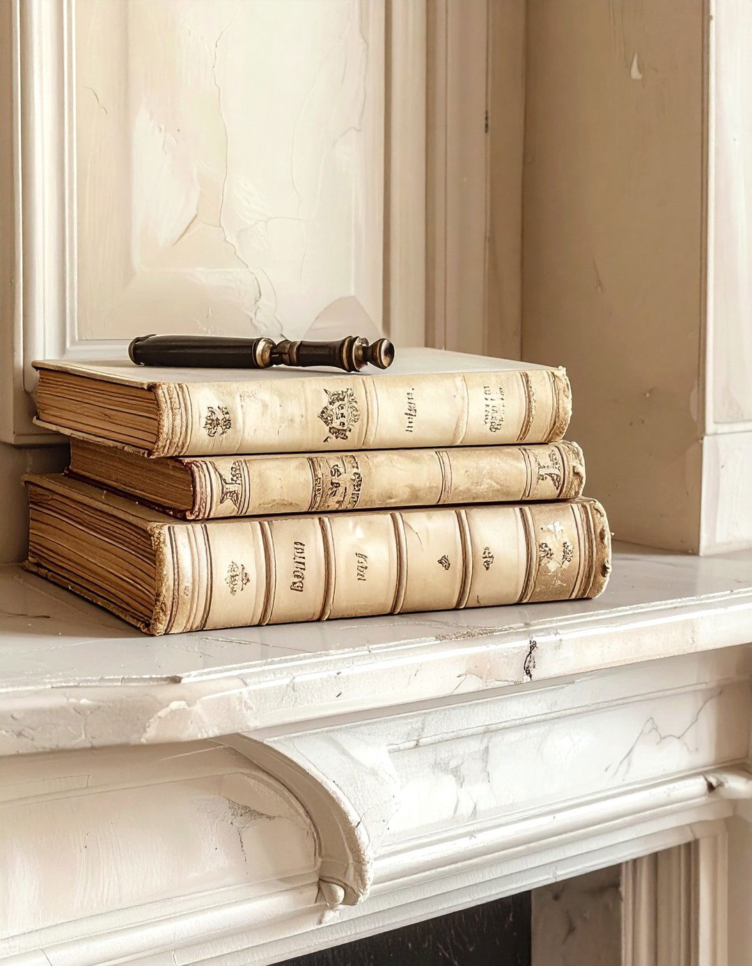 Stacked Antique Books - 30 mantel arrangement ideas