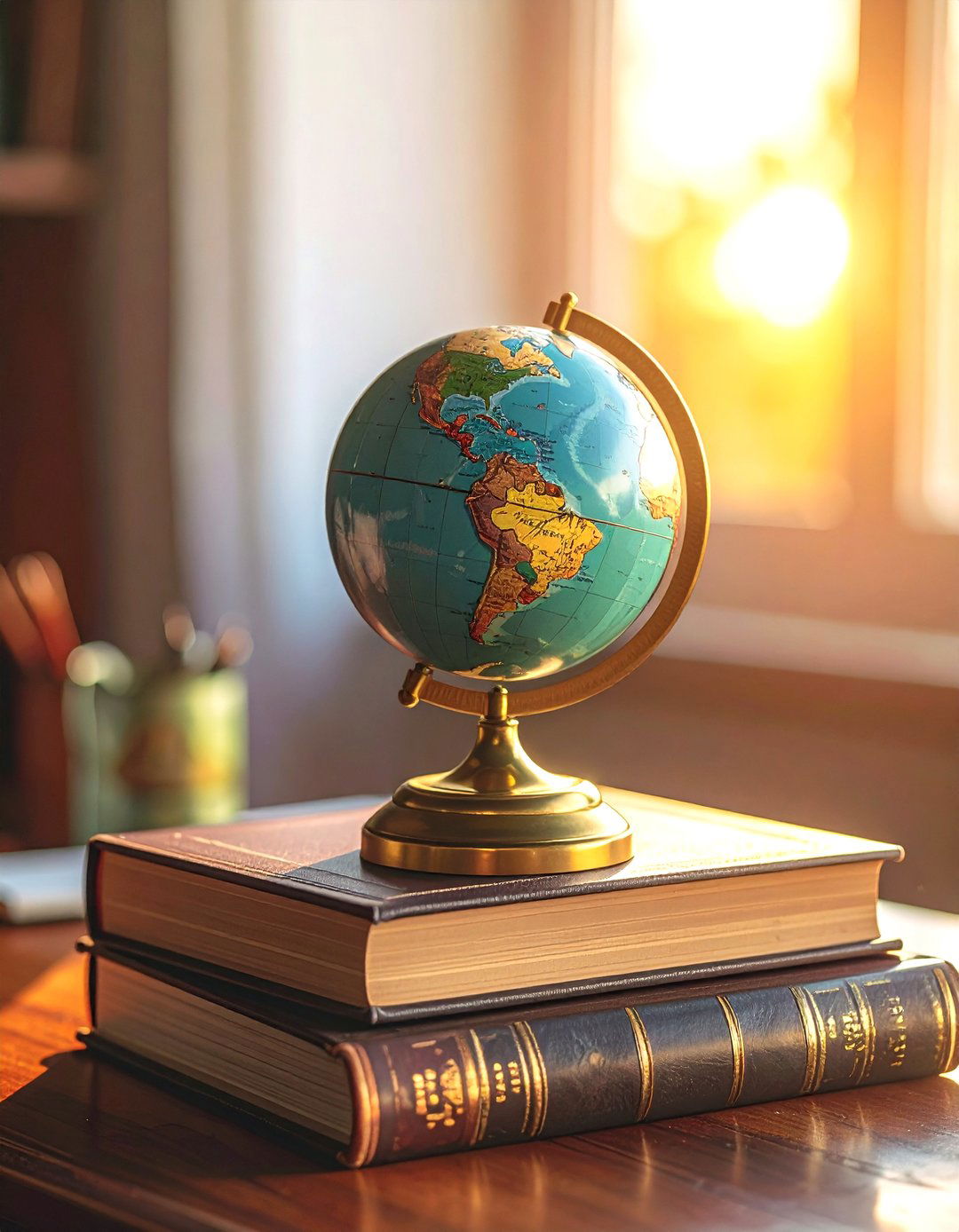 Stacked Book Globe - 30 globe decor ideas
