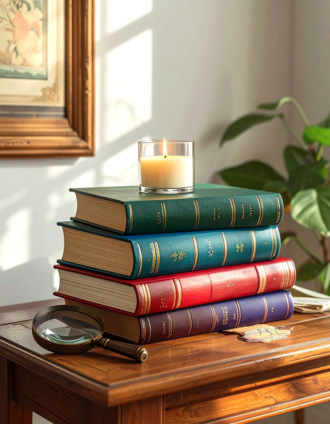 Stacked Hardcover Books - 30 side table decor ideas