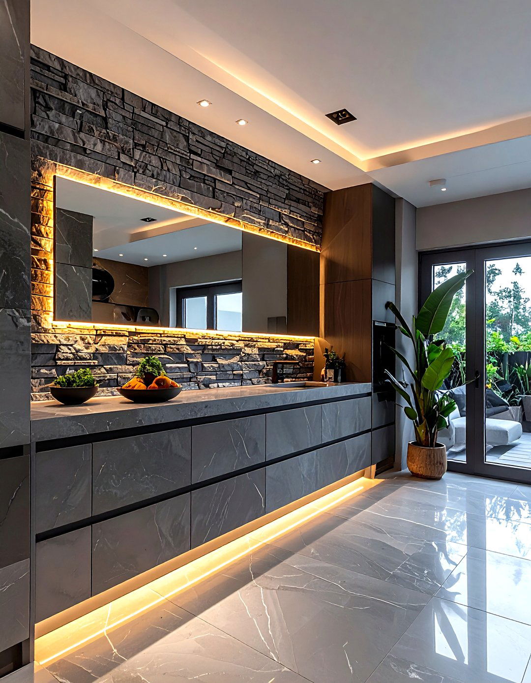 Stacked Stone - 30 stone bathroom ideas