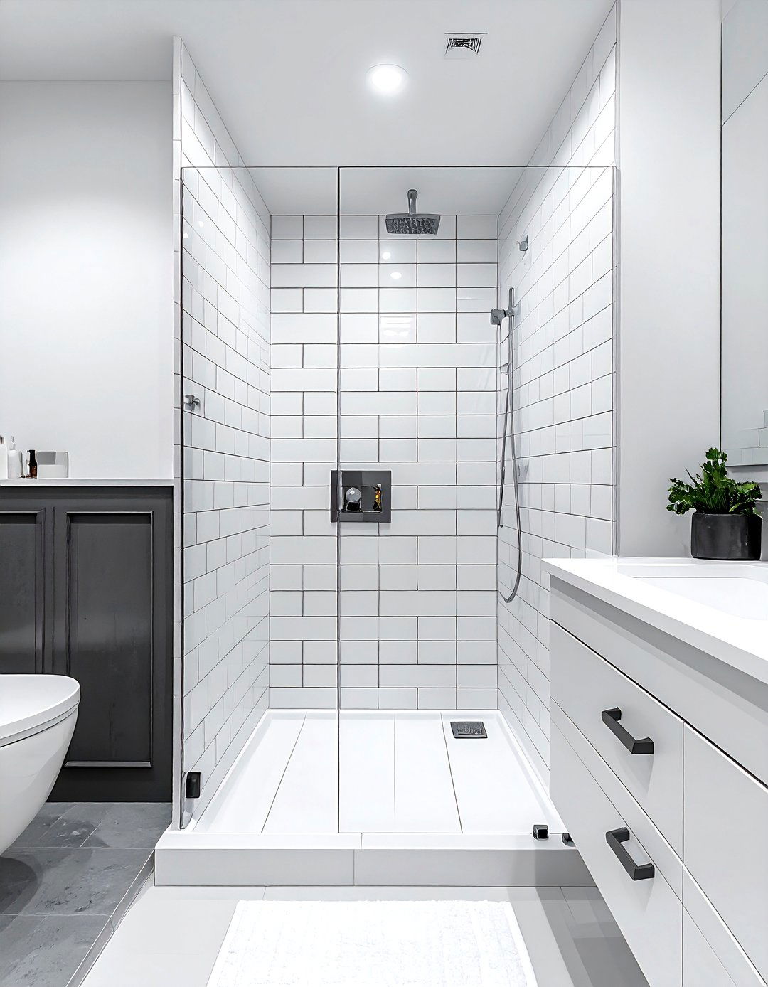 Stacked Subway Tile Bathroom - 30 mid-century modern bathroom ideas