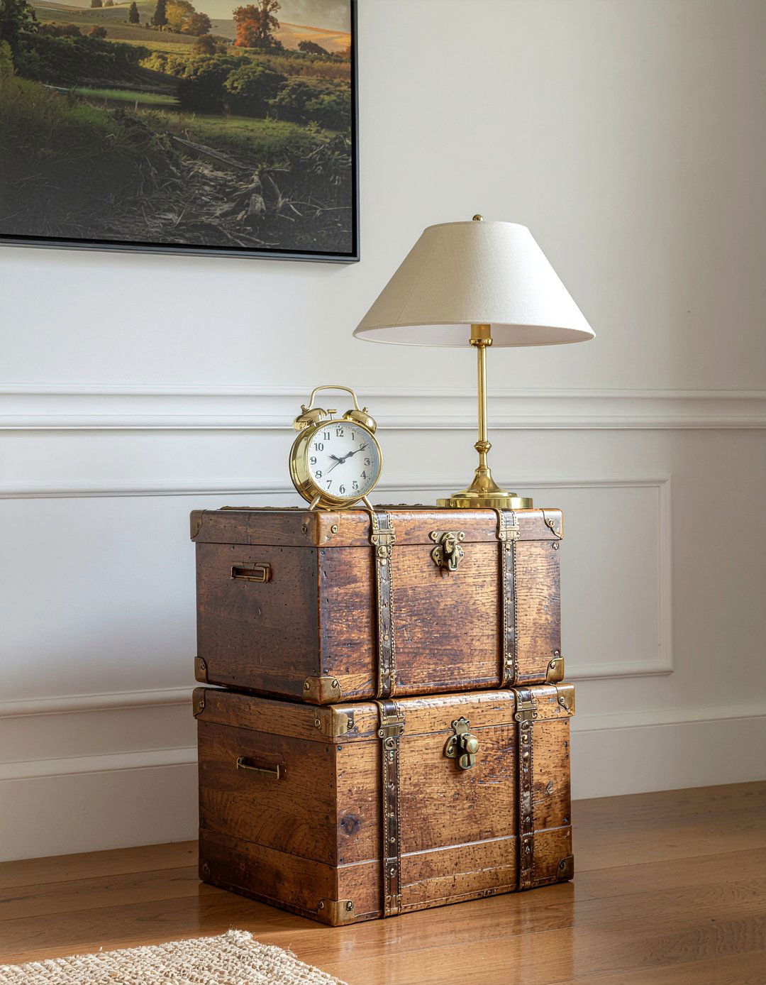Stacked Vintage Trunk - 30 light academia living room ideas