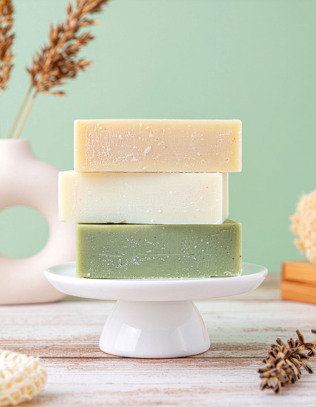 Stacked bar soap display - 30 bathroom layering ideas