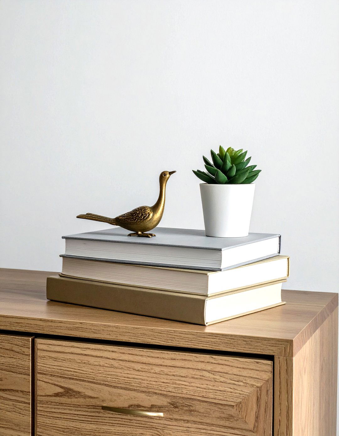 Stacked books on dresser - 30 dresser vignette ideas