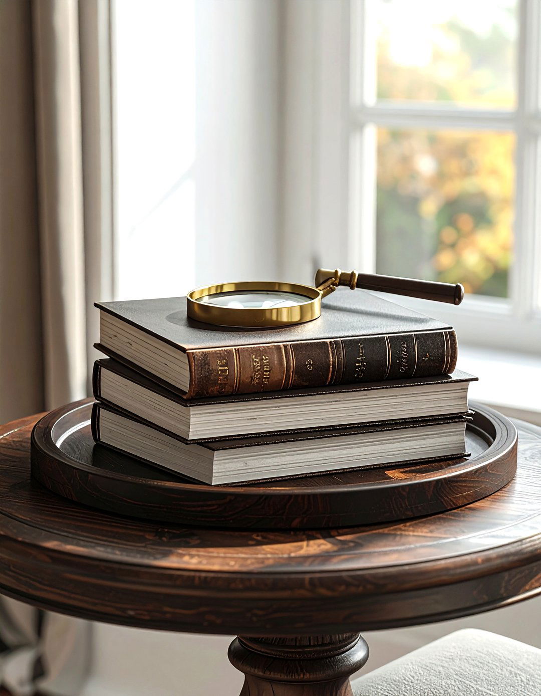 Stacked books round tray - 30 round tray ideas