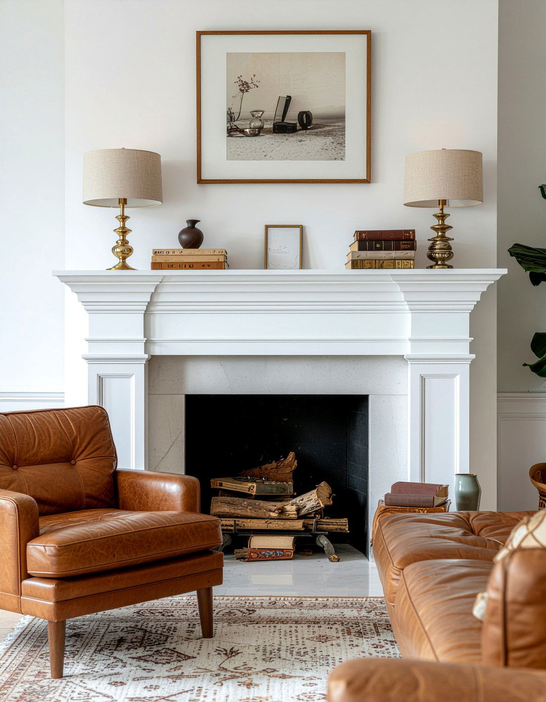 Stacked books - 30 living room mantel styling ideas