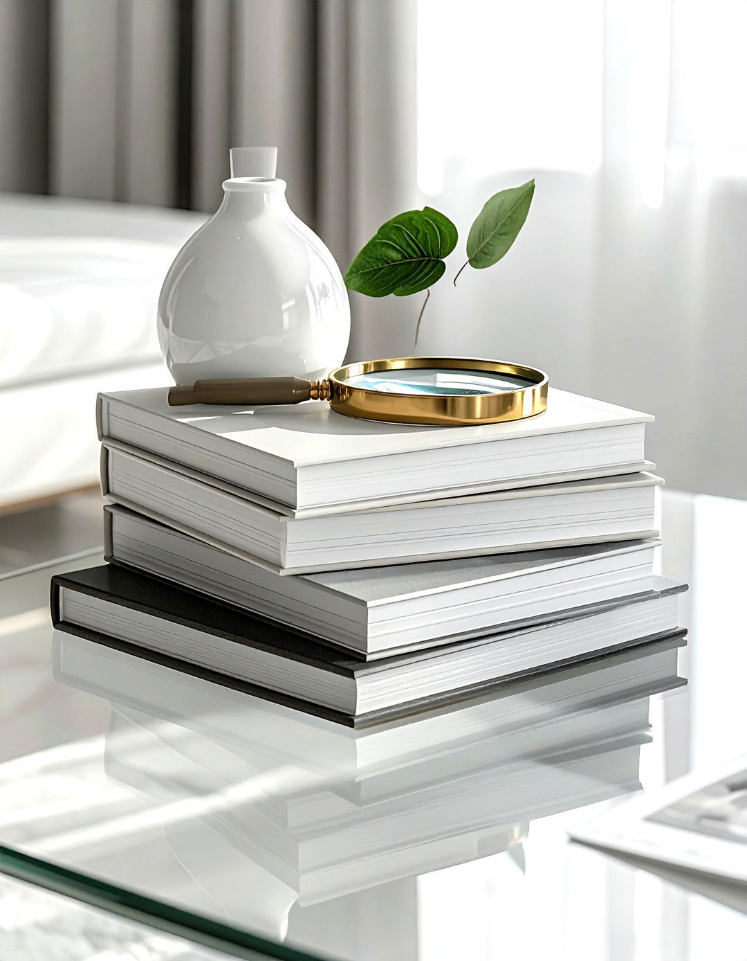 Stacked coffee table books - 30 living room centerpiece ideas
