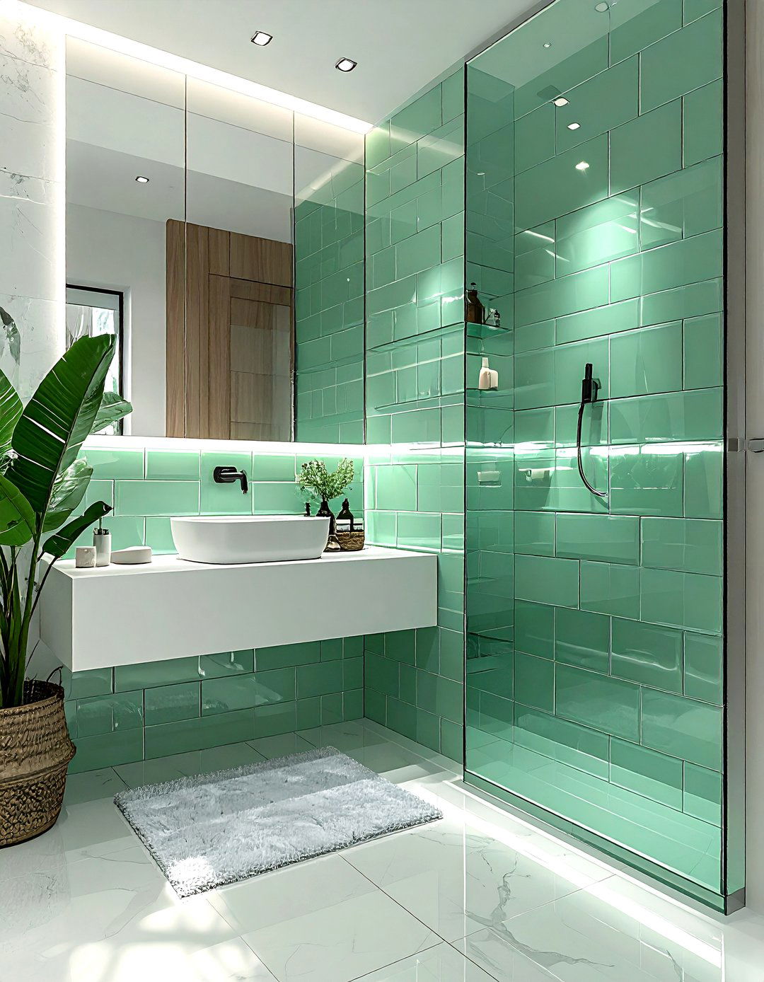 Stacked glass subway tile bathroom - 30 stacked subway tile bathroom ideas