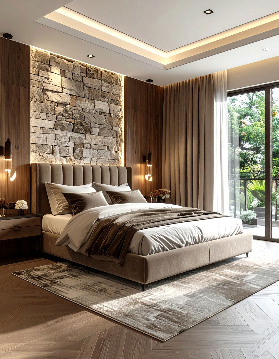 Stacked stone accent wall - 30 stone decor ideas