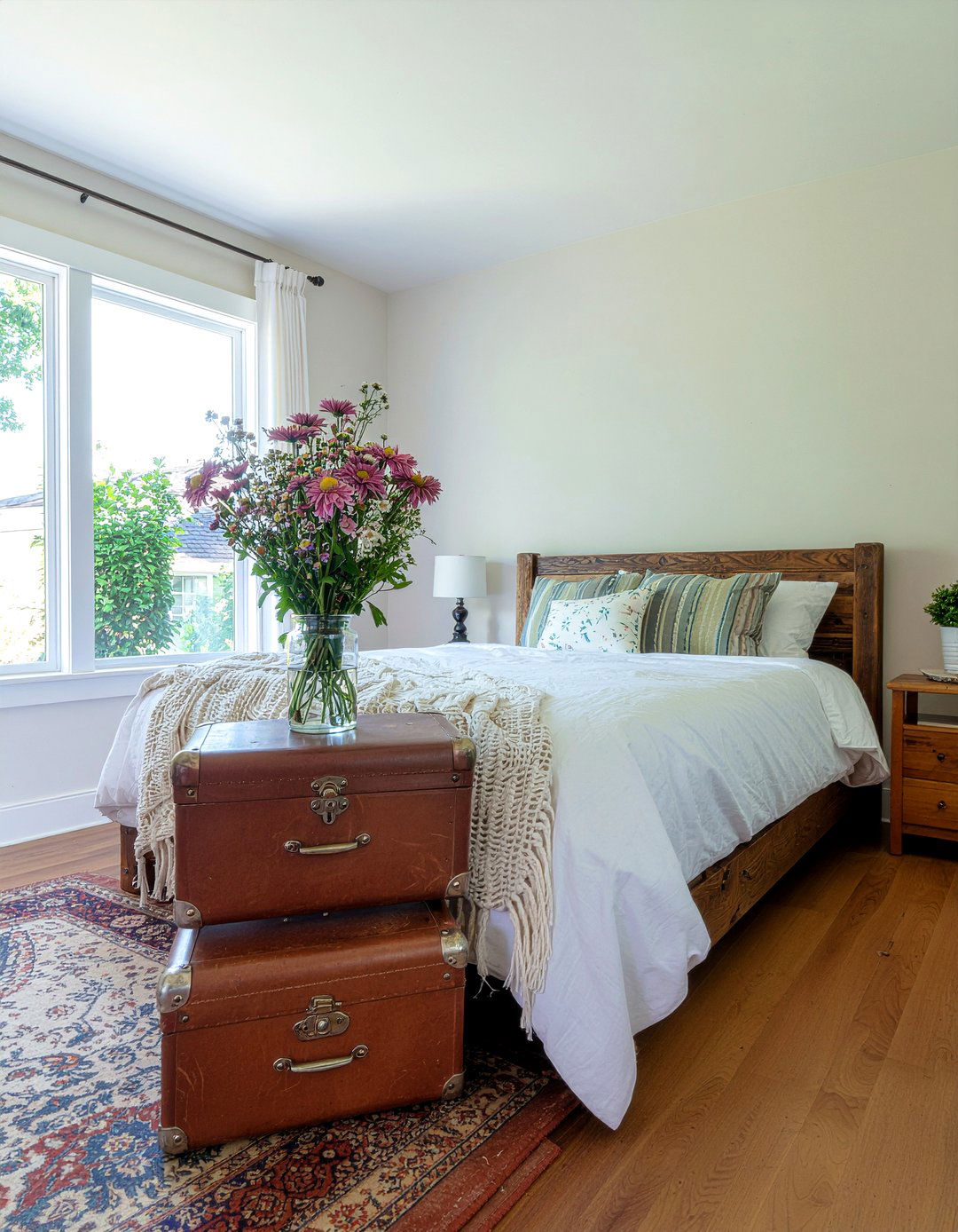 Stacked storage trunk - 30 temporary bedroom ideas