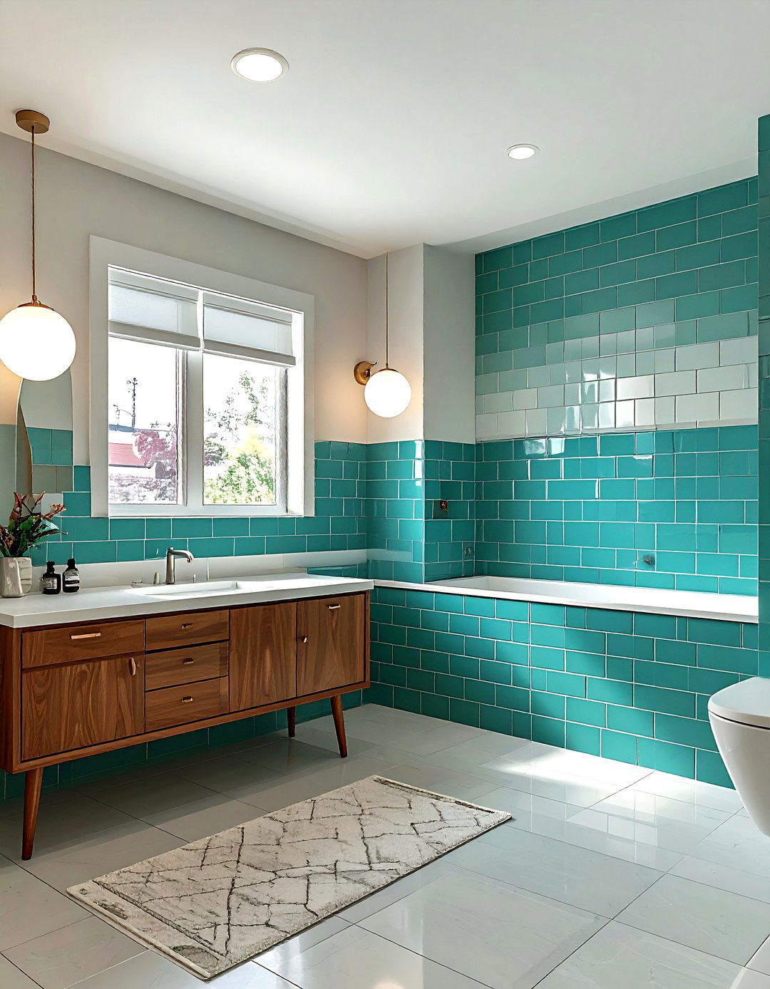 Stacked subway tile mid century modern - 30 stacked subway tile bathroom ideas