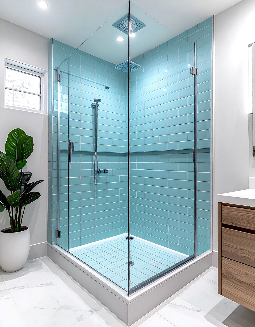 Stacked subway tile walk in shower - 30 stacked subway tile bathroom ideas