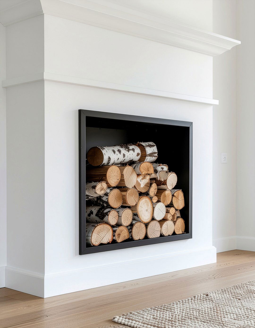 Stacked wood fireplace insert - 30 fireplace decor ideas