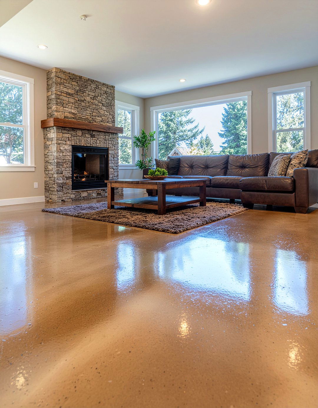 Stained Concrete Floor - 30 living room concrete floors