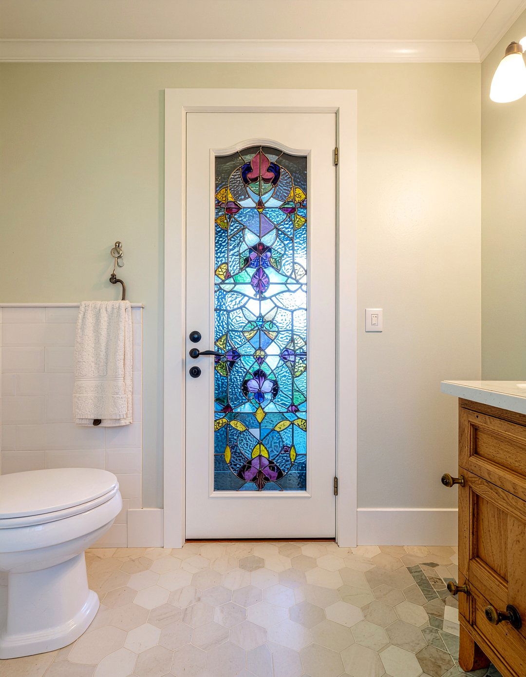 Stained Glass Bathroom Door - 30 bathroom door ideas