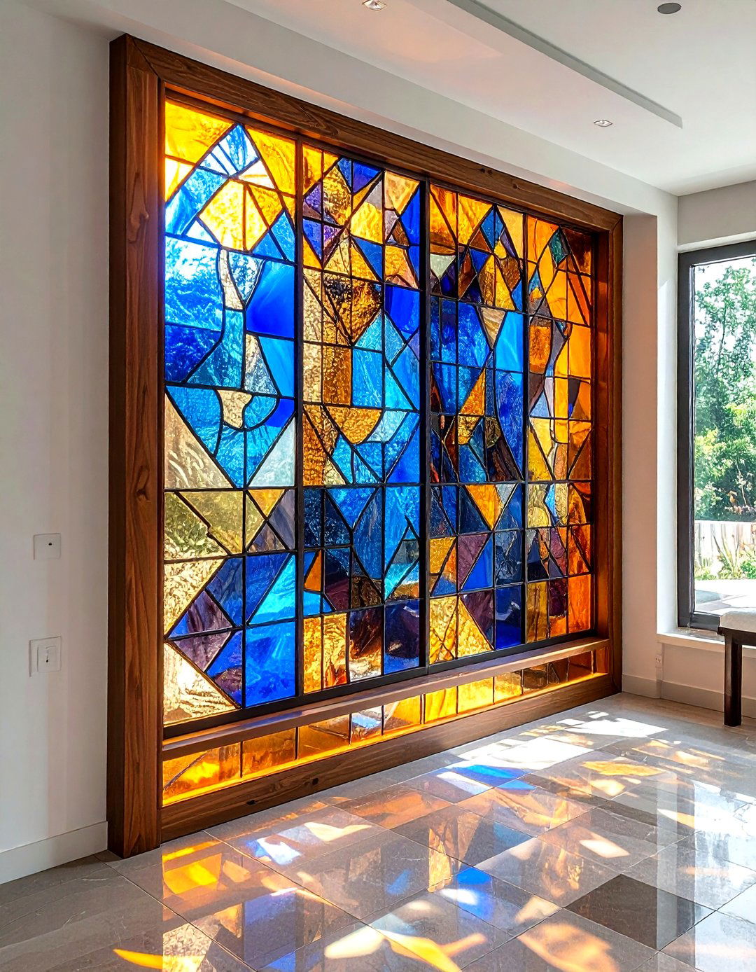 Stained Glass Divider - 30 living room partition ideas