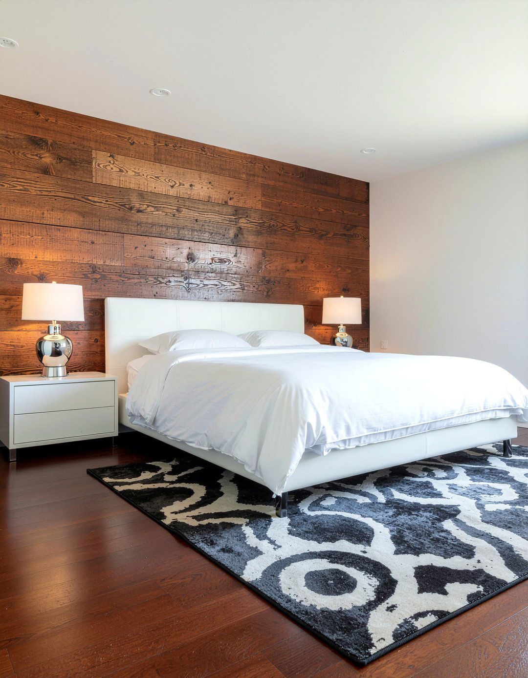 Stained Wood Accent Wall - 30 bedroom wood wall ideas