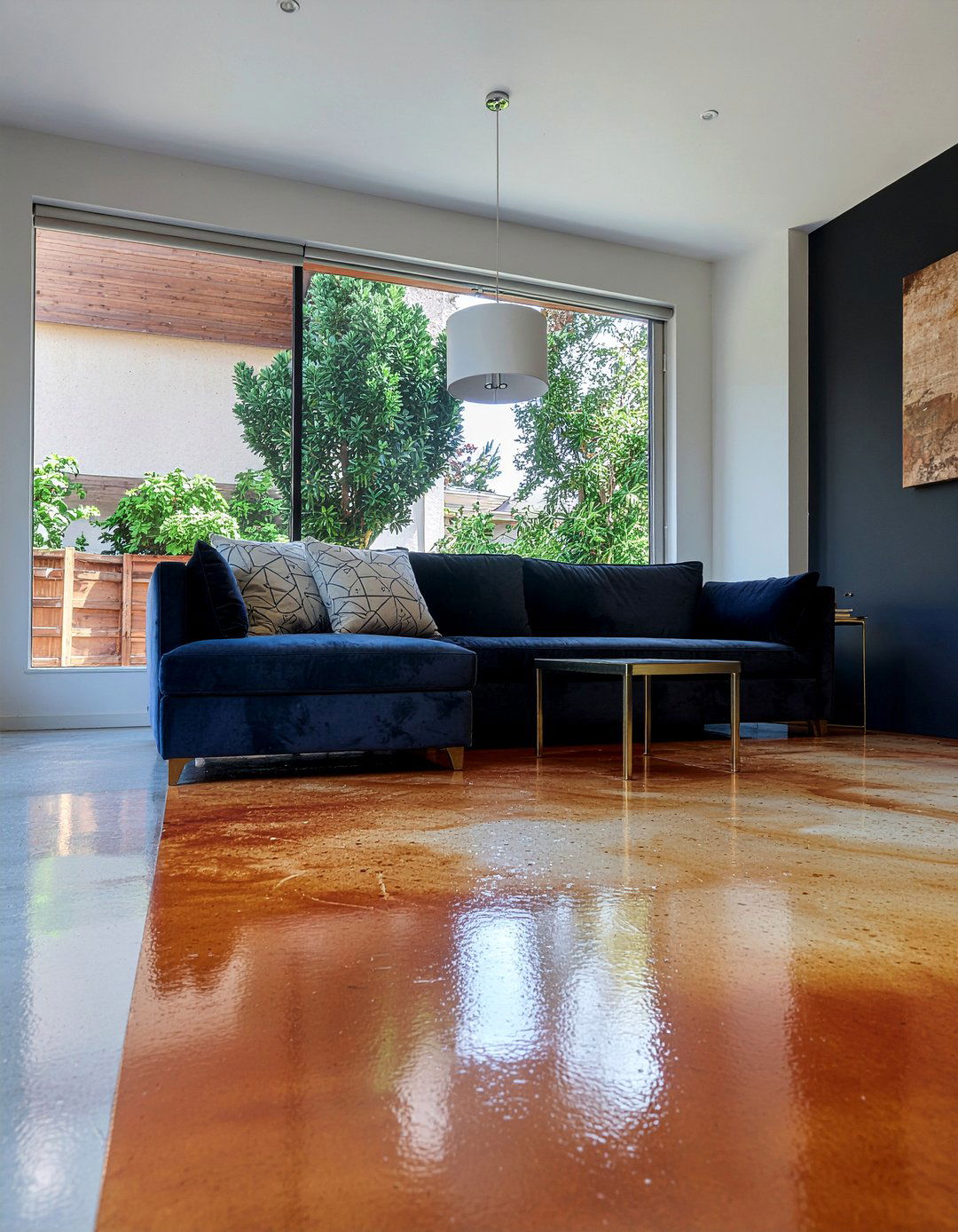Stained concrete floor colors - 30 concrete living room ideas