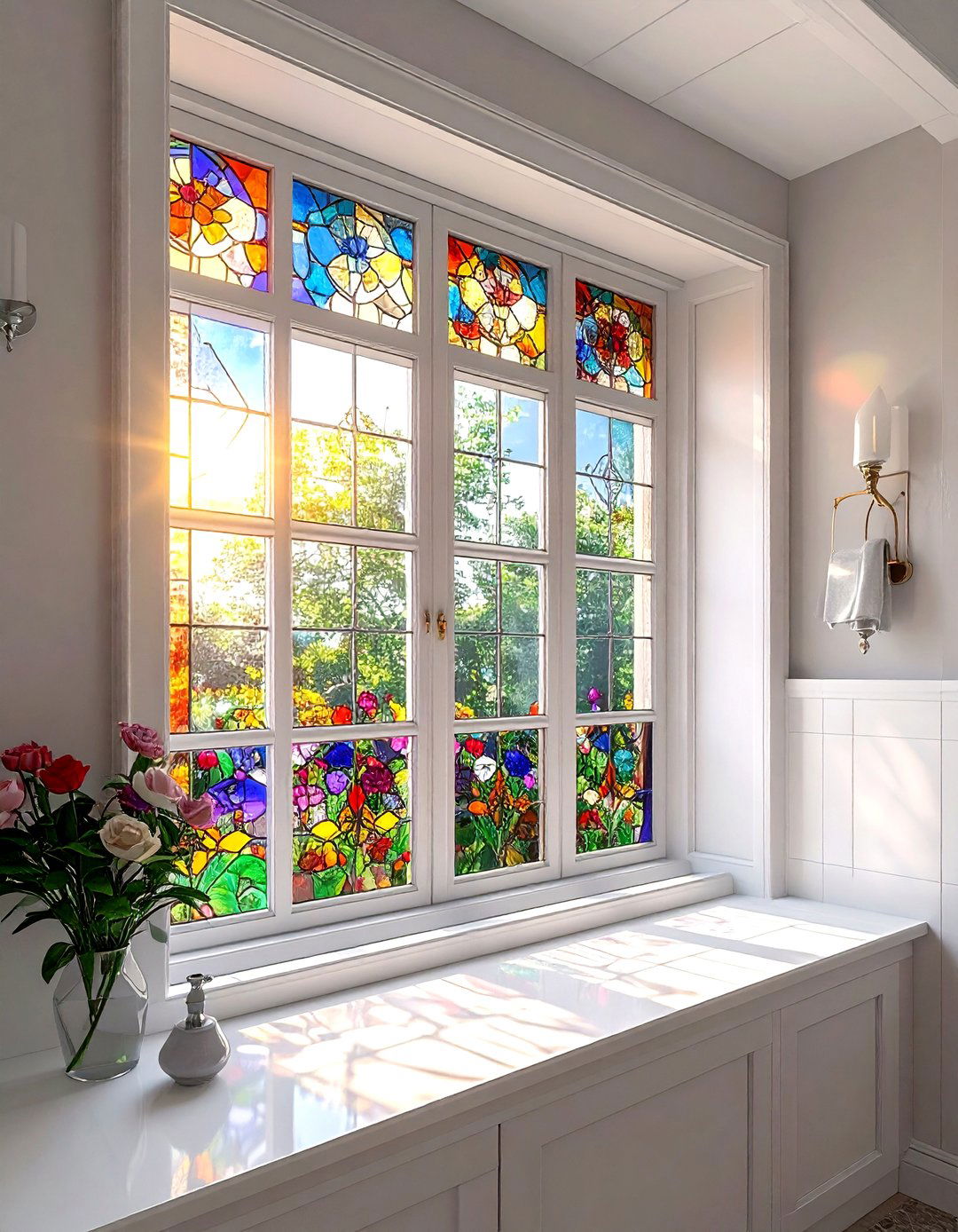 Stained glass bathroom window - 30 vintage bathroom ideas