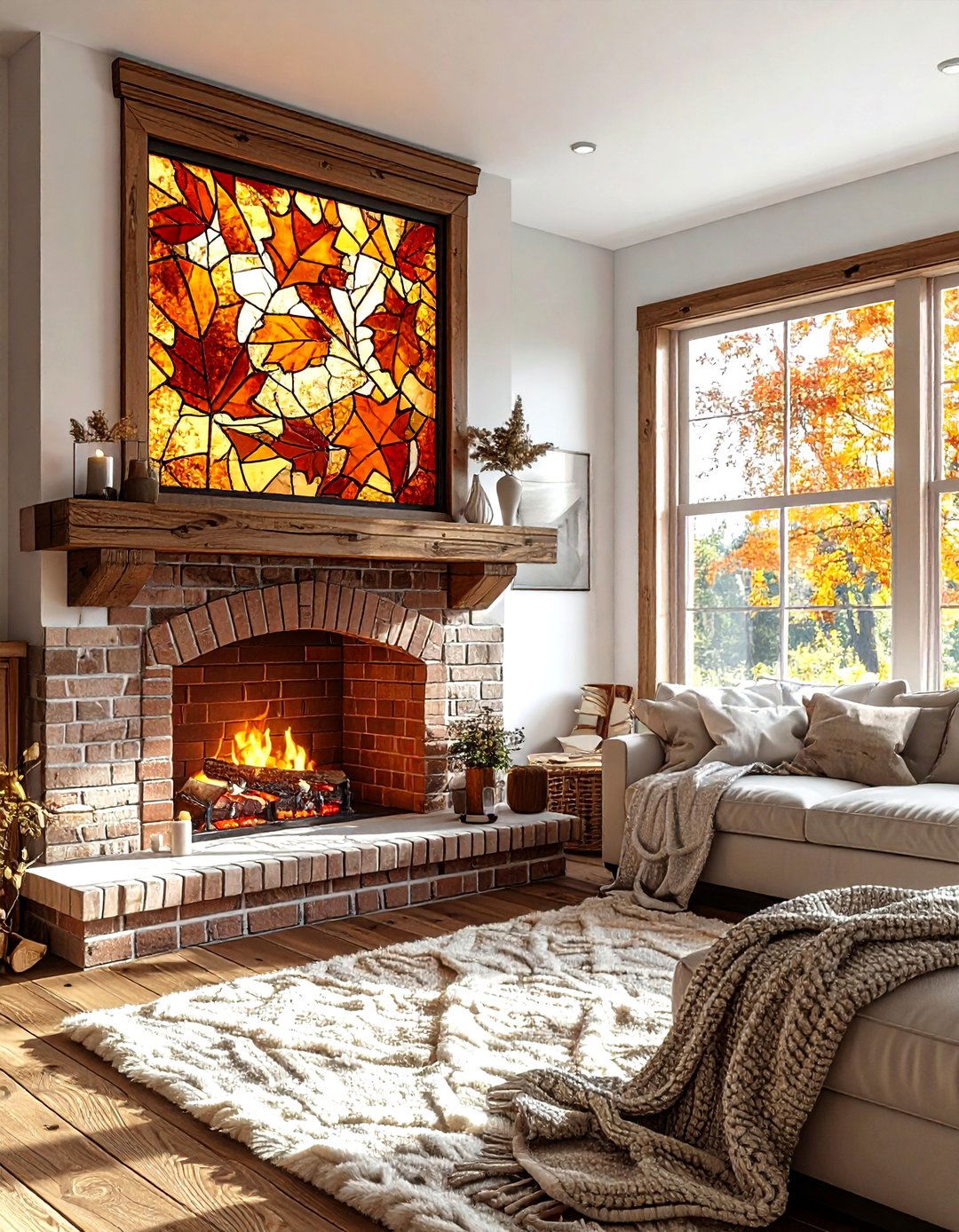 Stained glass fireplace screen - 30 living room stained glass ideas