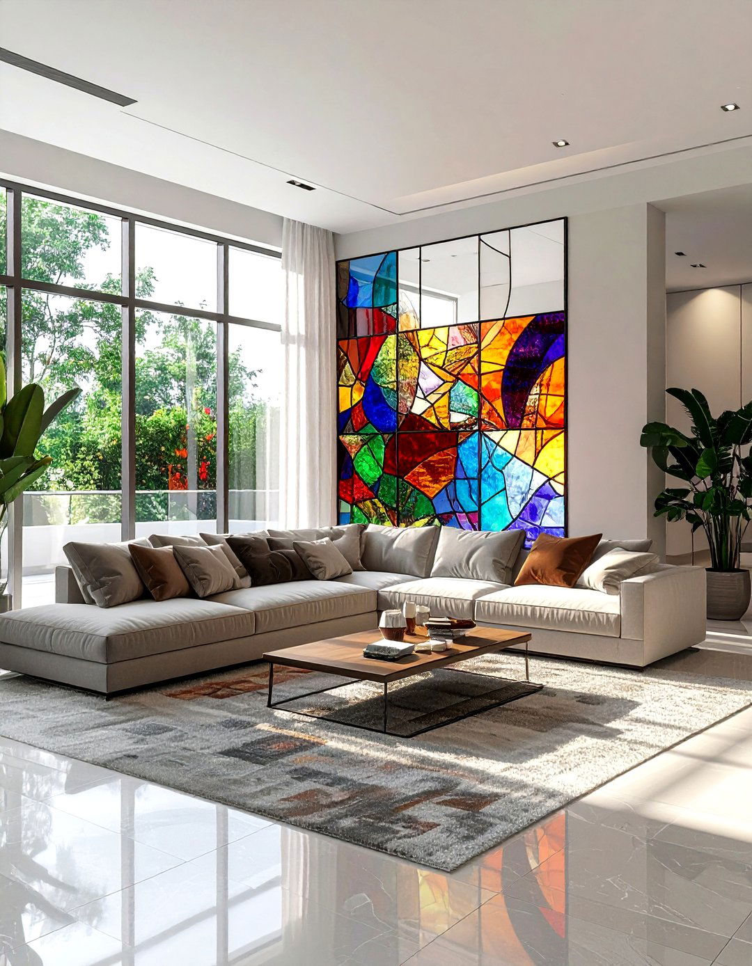 Stained glass room divider - 30 living room stained glass ideas