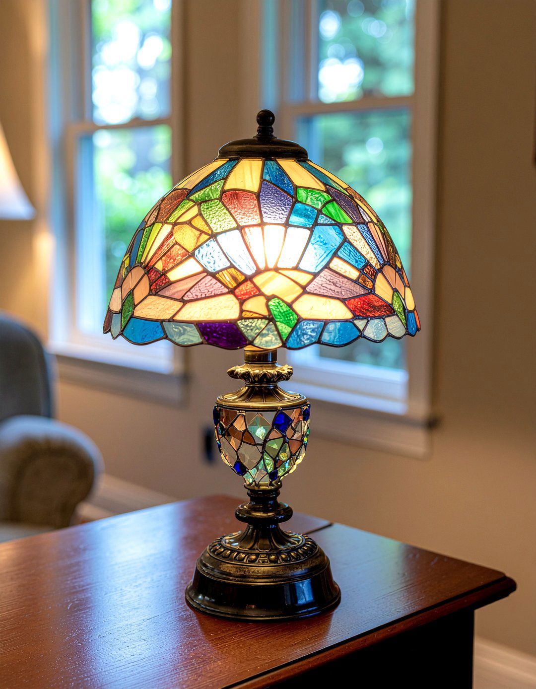 Stained glass table lamp - 30 living room Mission furniture ideas