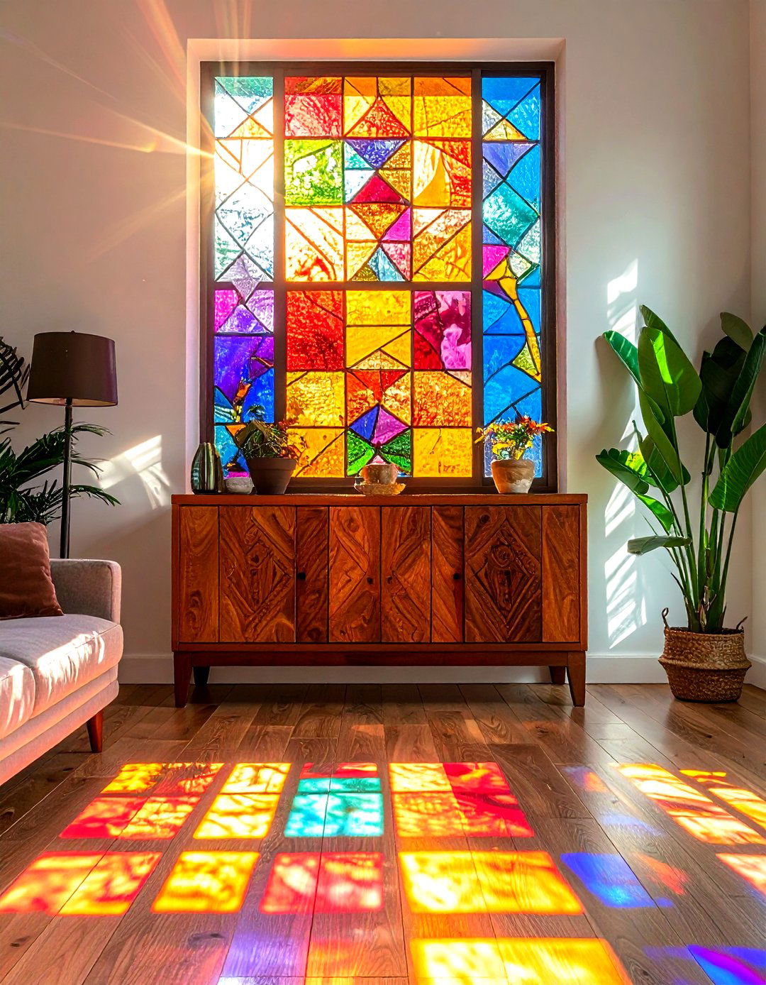 Stained glass window - 30 living room window design ideas