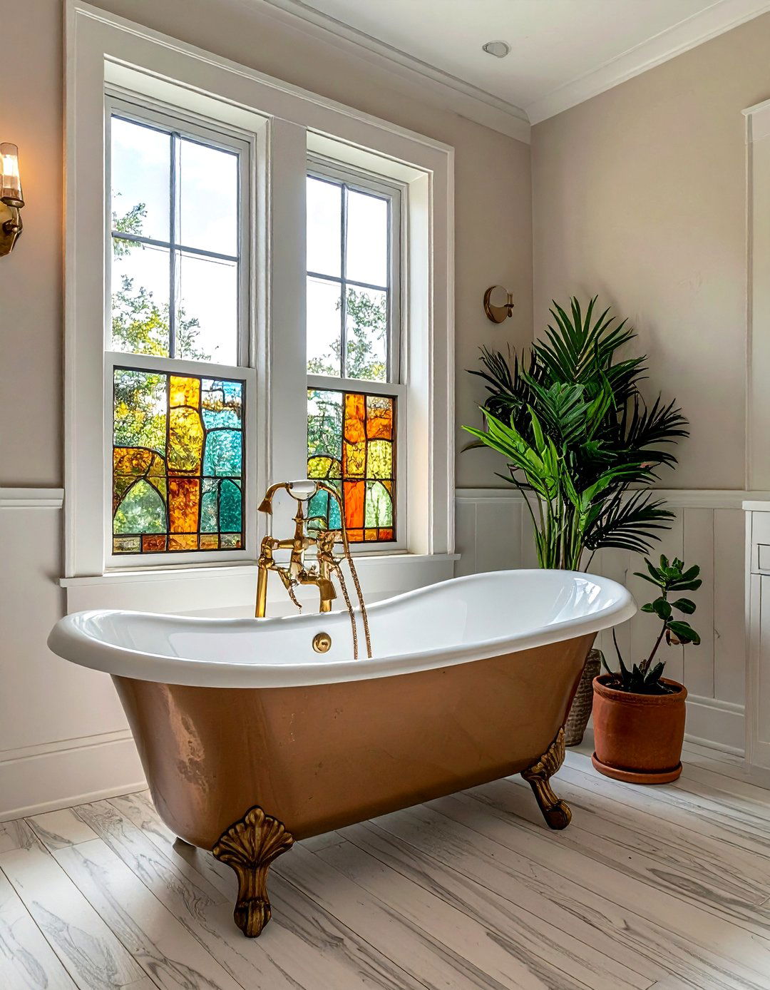 Stained glass window film - 30 bathroom window film ideas